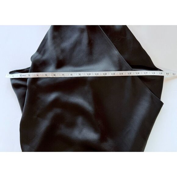 Arias New York Asymmetrical Draped Satin Crepe Halter Maxi Dress in Black Sz 12 - Picture 14 of 14